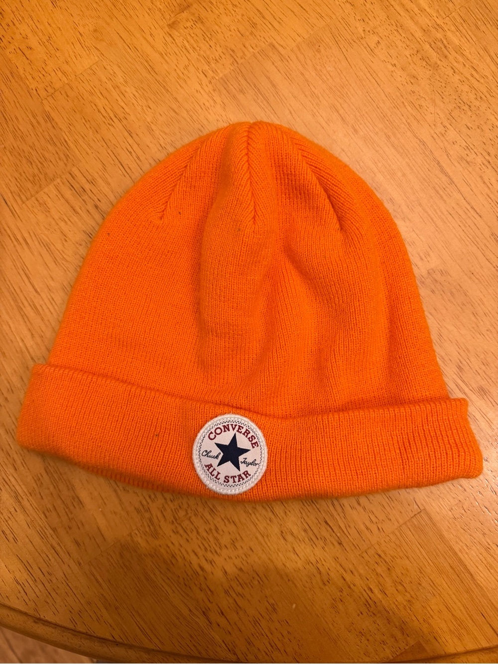 Converse Kids Orange Cuffed Beanie with All Star Patch